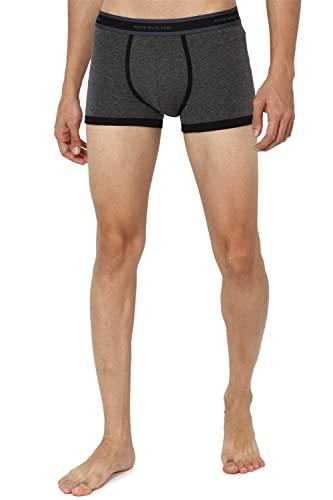 peter england men's cotton blend trunks (pack of 1) (piwtbkgym9156072xl_black/grey melange_xl)