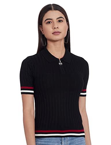 pepe jeans women's synthetic turtle neck pullover (pl701632- black_xl)