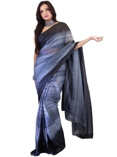 pandadi saree women's nylon padding print ready to wear saree with unstitched blouse piece