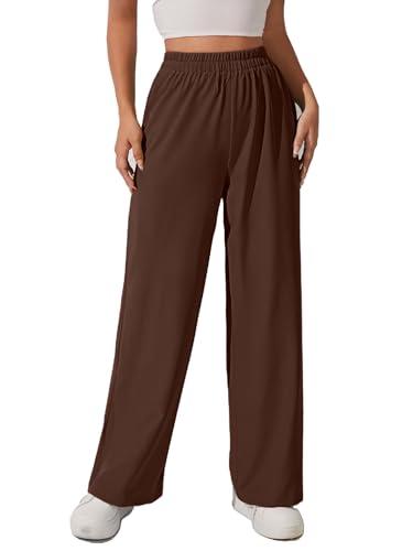 aahwan solid brown oversized wide leg baggy korean pants trousers for women & girls' (250-brown-28)