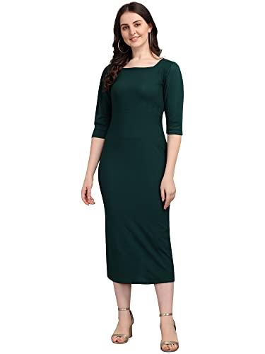 purvaja women's corduroy bodycon midi dress (ruby-135-gn-xl_green