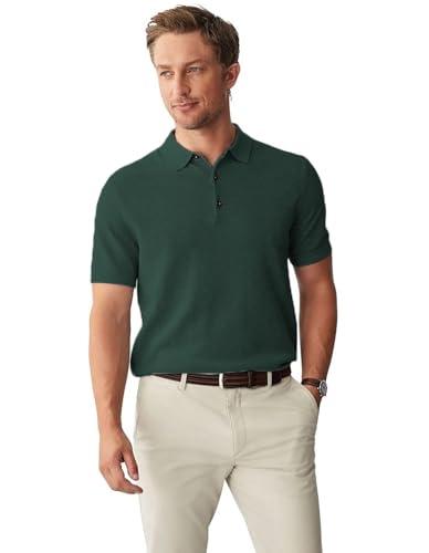 kotty men's polo neck cotton blend t-shirt dark green