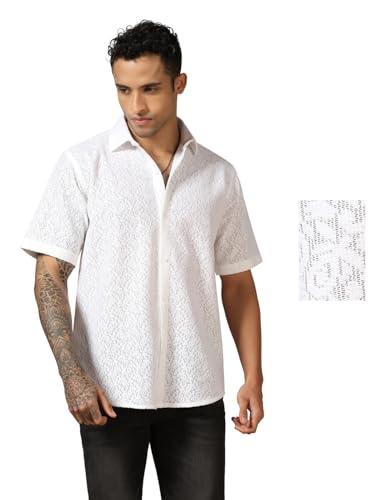 leriya fashion crochet shirt for men| shirt for men| men stylish shirt | men printed shirt (x-large, white)