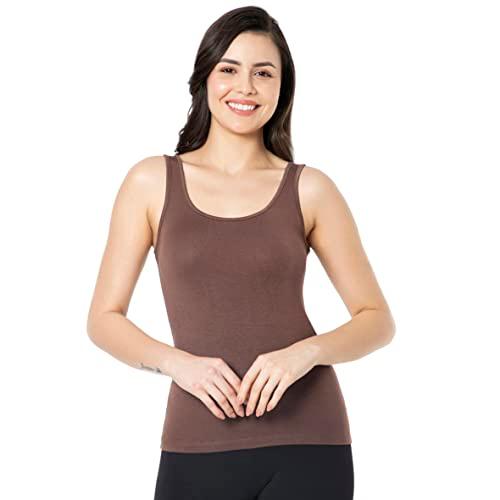 amante women's solid regular fit vest (lin77101_cacao nibs