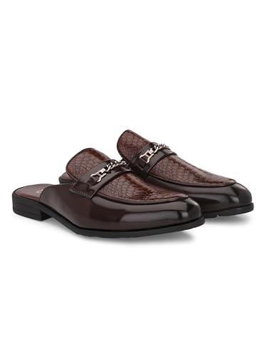 san frissco polyurethane formal textured shoe-style sandals slip on | comfortable fashionable for men | size : 9 (brown)