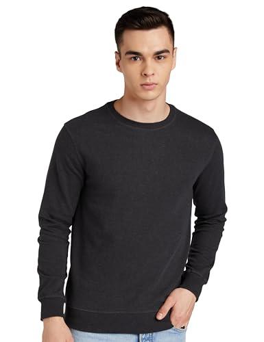 amazon brand - symbol men's regular cotton blend round neck sweatshirt (aw18mnssw01j_anthra mel_large_anthra mel_l)