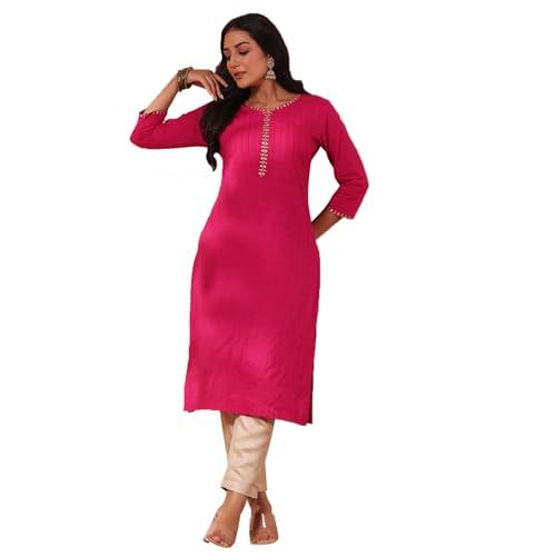 anubhutee women's cotton regular tunic shirt (abwkaaw23190_mg_magenta