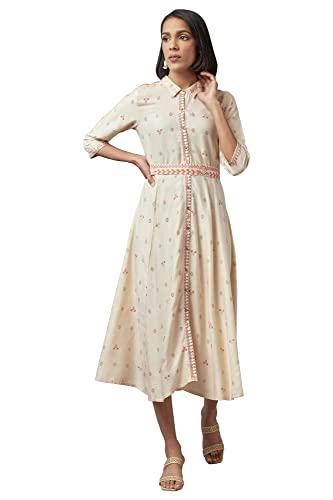 w for woman women's rayon ecru shirt collar dress midi (22few16068-116564 2xl)