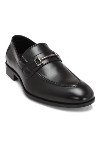 peter england men black formal shoes