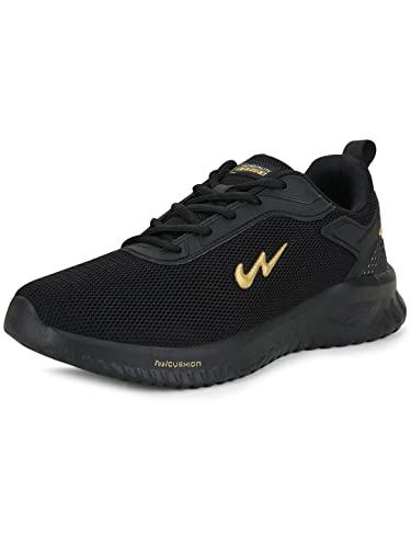 campus men's wells blk/gold running shoes - 10uk/india cg-552