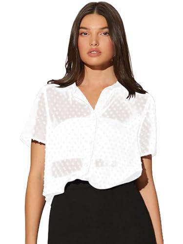 aahwan solid white semi-sheer oversize shirt for women's & girls' (241-white-xs)