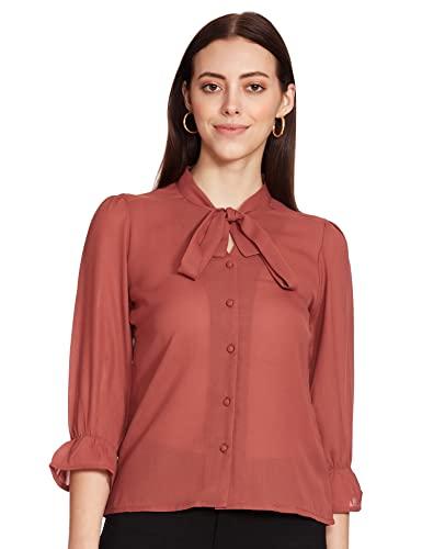 marie claire women's plain regular fit shirt (mc1752_rust small)