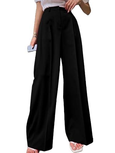 aahwan solid black loose fit wide legs korean baggy pants for women's & girls' with pocket (248-black-34)