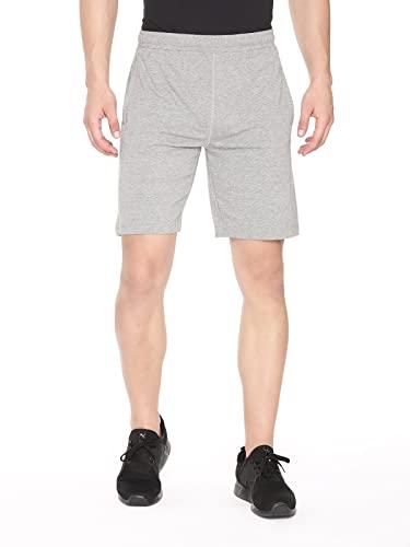 pepe jeans athleisure men knit cotton stretch shorts | breathable cotton jersey, gym and casual wear | with drawstring and zip pocket in grey melange - xl