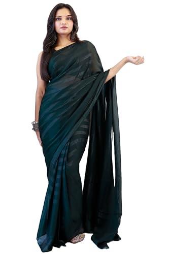 pandadi saree women's nylon rimzim ready to wear saree with unstitched blouse piece