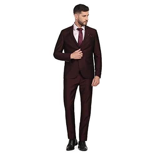 blackberrys structured polyester blend slim fit mens suit (purple, size_44)