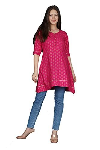 meera fab women's cotton regular kurti (mf-175_pink_medium)