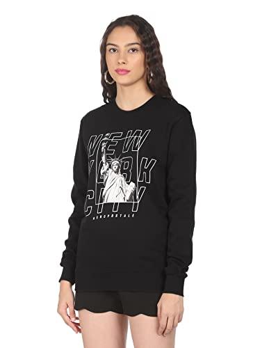 aeropostale women black crew neck brand print sweatshirt