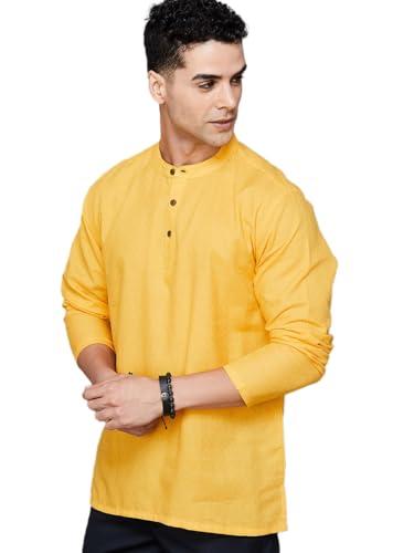 melange by lifestyle men's cotton regular kurta (1000013516179 yellow