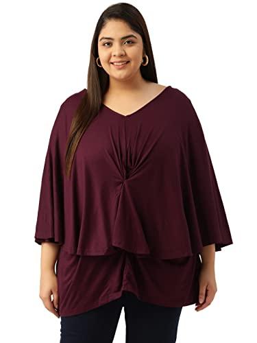 therebelinme plus size women's purple solid color layered top(xxl)