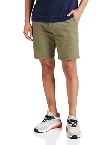 amazon brand - symbol men's cotton chino shorts | half pants | nikker | stretchable lounge wear (casual | summer | bermuda) (light olive_36)