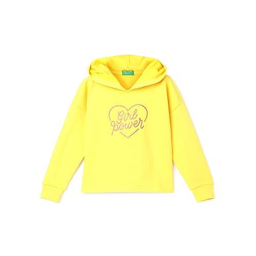 united colors of benetton girls sweatshirts regular fit,long sleeve with round neck,febric use cotton poly bright yellow