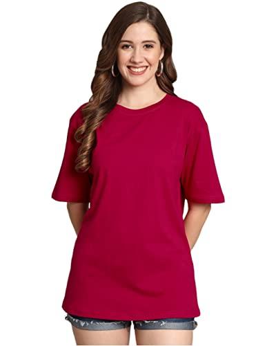 funday fashion cotton half sleeve oversized t-shirt for women (xx-large, maroon)