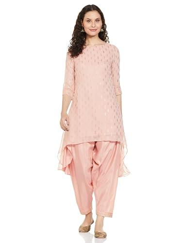 w for woman blush pink golden mukaish print kurta with salwar_22auws18292-119279_s