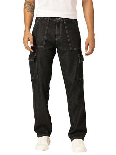 thomas scott men mid rise cargo jeans (tsj219_black, 32)