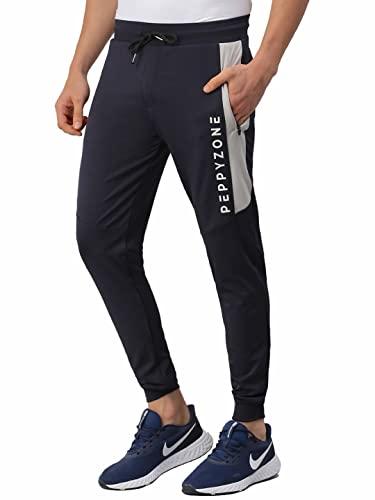 peppyzone men's regular fit colour block track pant (2xl, navy blue)