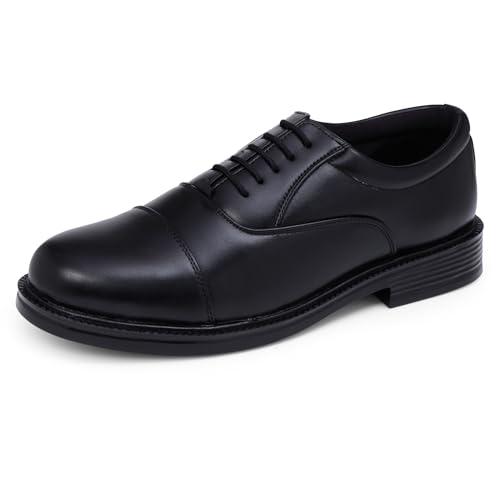 doctor extra soft mens classic oxford memory foam shoe for uniform dress, black formal, office, party,wedding| lightweight & comfortable| premium pu grip sole derby slip on lace up gents & boys d-801