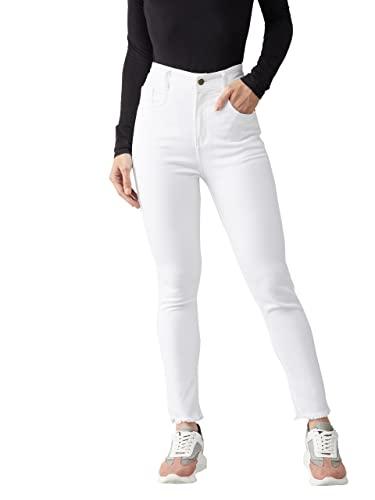 dolce crudo women's white skinny high rise cropped stretchable denim jeans (doss21den99-40-82 28,white,28)