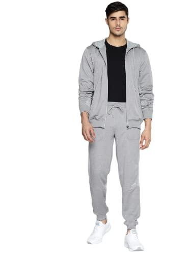 alcis men grey melange solid tracksuit