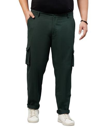 studio nexx men's straight fit dark green cotton cargo trouser_ct02plus_darkgreen_44