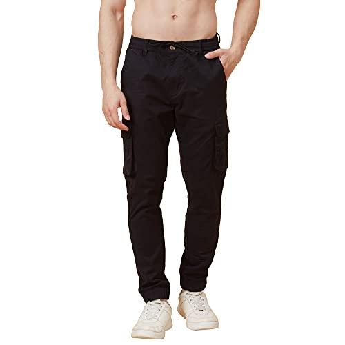 globus men black slim fit cargos-3637910005