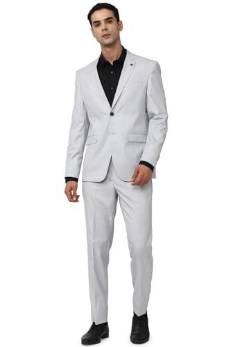 peter england men's polyester blend two piece suit (pisuwnspa28449_grey