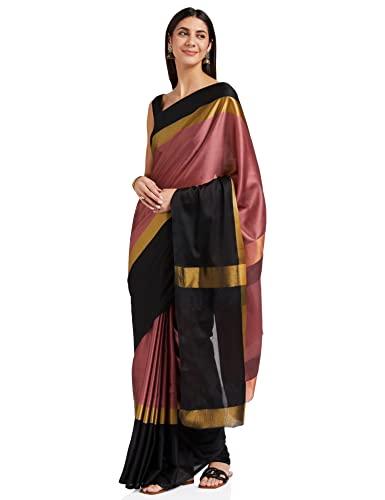 dhruvi trendz women's banarasi cotton & silk saree with unstitched blouse piece (dupli-s1275_purple_one size_purple & black)