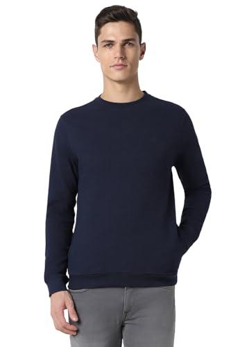 peter england men's polycotton asymmetric neck sweatshirt (pjstpslf819727_navy