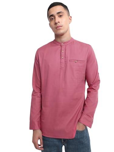 bewakoof men's solid relaxed fit kurta_502499_pink_38