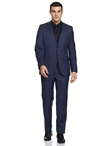 raymond wool men's full sleeve contemporary fit dark blue formal suit (rpdc01733-b8 108)