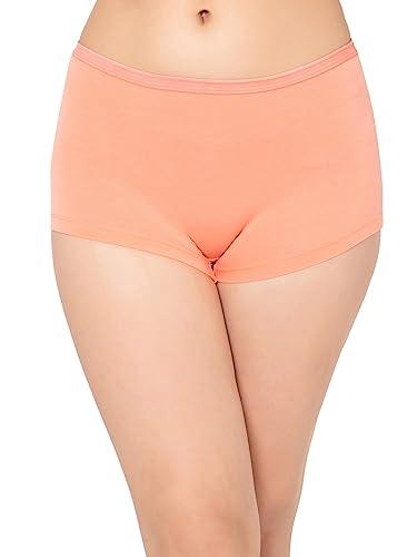 clovia women's cotton mid waist boyshorts panty (pn2366p34_peach_xl)