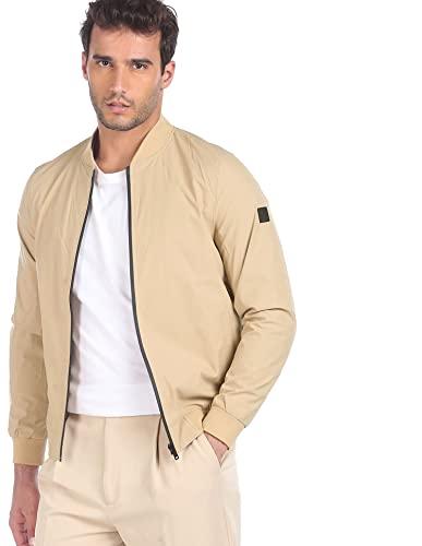 arrow sports men's solid front open jacket (asacjk4730_beige_m)