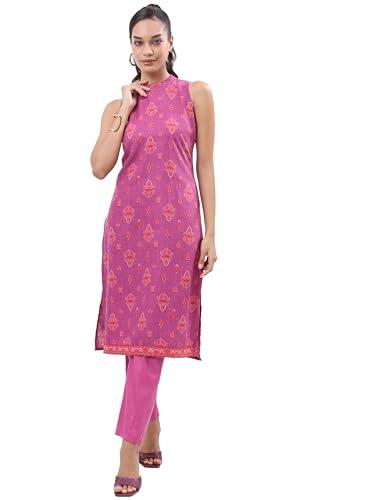 ketch women's polyester kurta with pant (khk3000859_magenta