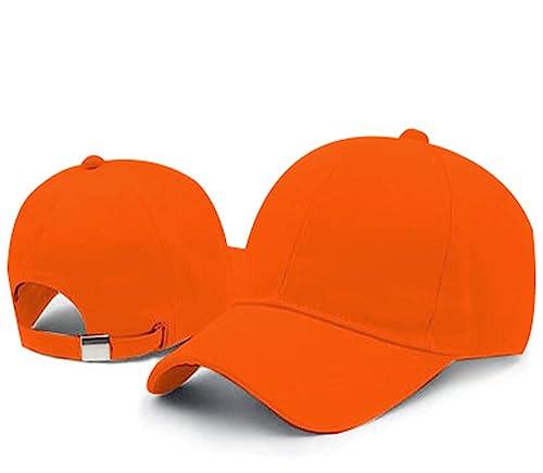 selloria acrylic plain baseball sport cap men's baseball head hat stylish all sports caps with adjustable strap pack of 1 (orange), free size