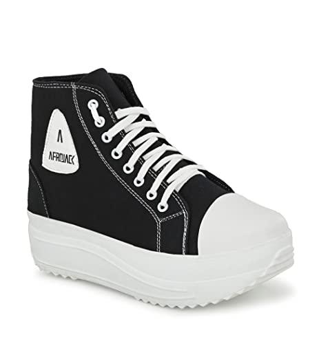 afrojack women's color blocked sneaker boots shoe (black, numeric_3)