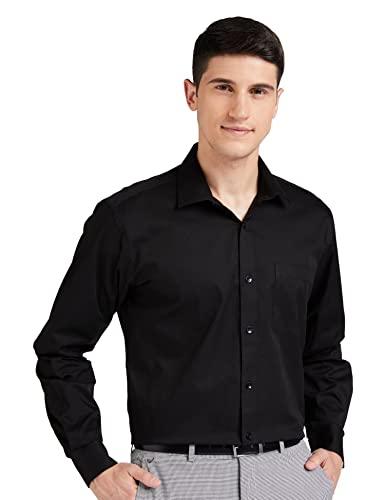 amazon brand - symbol men's solid cotton formal shirt | plain | full sleeve - regular fit (available in plus size) (black_42)