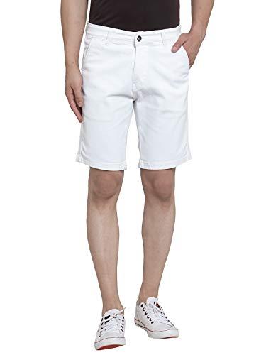 ben martin men's regular fit knee length white casual wear denim shorts size 38