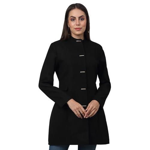 cantabil solid black full sleeves regular fit women casual long coat | casual winter long coat for women | ladies long coat for winter wear (lloc00037_black_m)