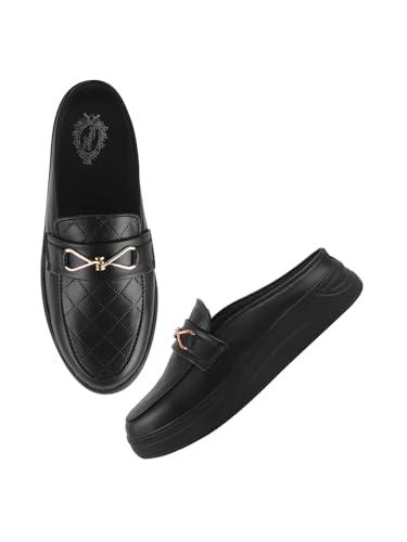 shoetopia smart casual comfortable black loafers for girls