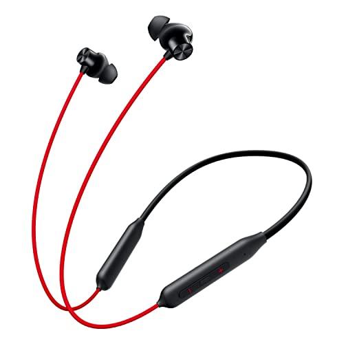 oneplus bullets z2 bluetooth wireless in ear earphones with mic, bombastic bass, 10 mins charge - 20 hrs music, 30 hrs battery life (acoustic red)